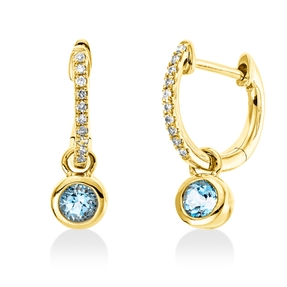 Creolen aus 750 Gelbgold 2 Topase 0,43ct skyblue 20 Brillanten 0,06ct W-SI 15,5x5mm