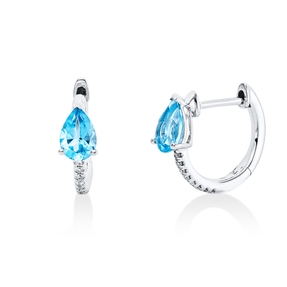 Creolen 750 Weißgold 2 Topase 0,98ct Swissblue 16 Brillanten 0,05ct W-SI 15x4,2mm