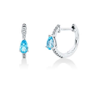 Creolen aus 750 Weißgold 2 Topase 0,51ct Swissblue 20 Brillanten 0,06ct W-SI