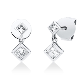 Ohrstecker aus 750 Gold Weißgold 4 Diamanten 0,28ct TW-SI1 9x4,4mm