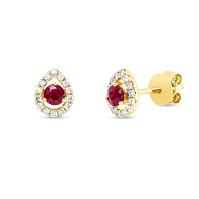 Ohrstecker aus 750 Gelbgold 2 Rubine 0,25ct rot 28 Brillanten 0,15ct W-SI 6,9x5,6mm Ohrstecker aus 750 Gelbgold 2 Rubine 0,25ct rot 28 Brillanten 0,15ct W-SI 6,9x5,6mm