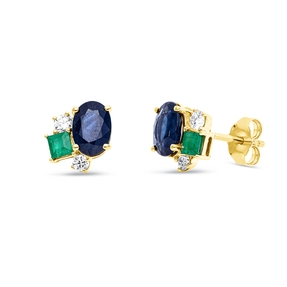 Ohrstecker 750 Gelbgold 4 Smaragde 2,21ct grün 4 Diamanten 0,21ct TW-SI 8,8x8,8mm Ohrstecker 750 Gelbgold 4 Smaragde 2,21ct grün 4 Diamanten 0,21ct TW-SI 8,8x8,8mm