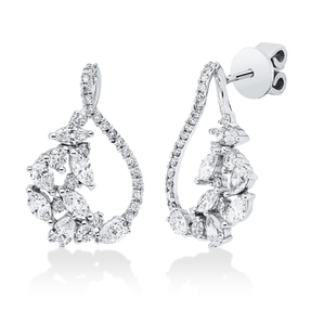 Ohrstecker aus 750 Gold Weißgold 62 Diamanten 1,36ct 19x12mm