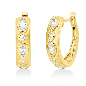 Creolen aus 750 Gold Gelbgold 10 Diamanten 0,58ct TW-SI 17x4,5mm mattiert Zarge