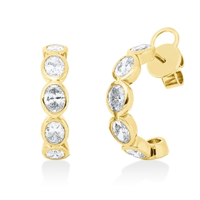 Ohrstecker aus 750 Gelbgold 10 Diamanten Oval-Schliff 2,5ct TW-SI 20,8x20,2mm Zarge Ohrstecker aus 750 Gelbgold 10 Diamanten Oval-Schliff 2,5ct TW-SI 20,8x20,2mm Zarge