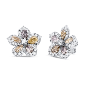 Ohrstecker aus 750 Gold Weißgold 102 Diamanten 4,47ct 17x17,7mm