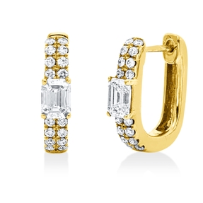 Creolen aus 750 Gold Gelbgold 34 Diamanten 0,62ct 12,6x3mm