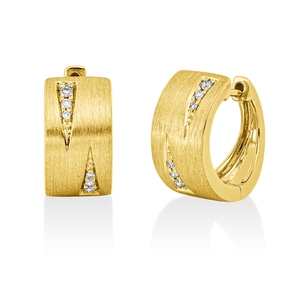 Creolen aus 585 Gold Gelbgold 12 Brillanten 0,05ct TTLB-SI 12,3x6mm