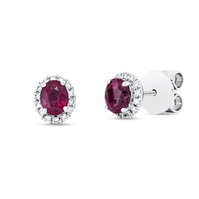 Ohrstecker aus 750 Weißgold 2 Rubine 1,1ct rot 28 Brillanten 0,1ct TW-SI 6,8x6mm