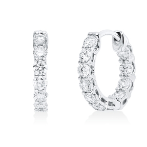 Creolen aus 750 Gold Weißgold 22 Brillanten 0,83ct TW-SI 12,7x2,2mm