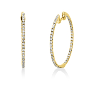 Creolen aus 750 Gold Gelbgold 96 Brillanten 0,55ct TW-SI 23,4x1,2mm
