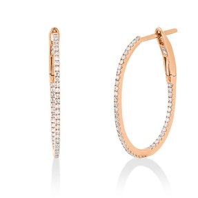 Creolen aus 750 Gold Rotgold 96 Diamanten 0,3ct TW-SI 24x1mm