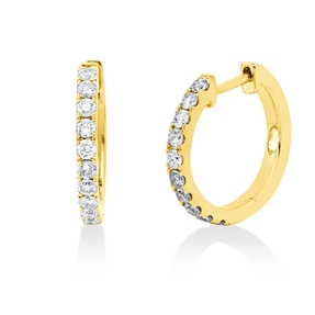 Creolen aus 585 Gold Gelbgold 20 Brillanten 0,38ct TTLB-PI 14,7x1,6mm