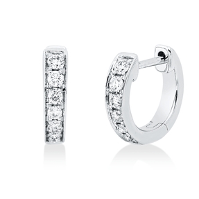 Creolen aus 750 Gold Weißgold 14 Brillanten 0,15ct TW-SI 10x2,3mm