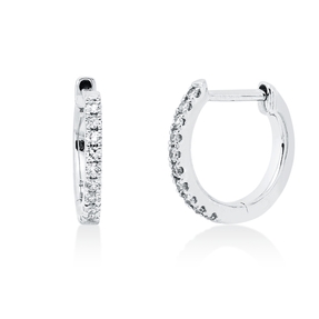 Creolen aus 585 Gold Weißgold 20 Brillanten 0,07ct TW-SI 10x1mm