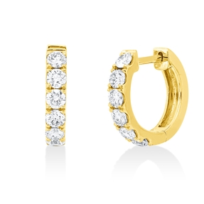 Creolen aus 750 Gold Gelbgold 12 Brillanten 0,52ct I-SI 11,7x2,2mm