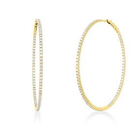 Creolen aus 750 Gold Gelbgold 158 Brillanten 2ct I-SI 51x1,5mm