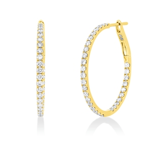 Creolen aus 750 Gold Gelbgold 66 Brillanten 0,97ct TW-SI 25,6x1,6mm