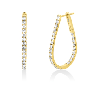 Creolen aus 750 Gold Gelbgold 54 Brillanten 1,95ct I-SI 32,5x2,2mm
