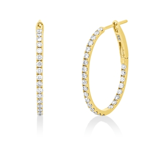 Creolen aus 750 Gold Gelbgold 56 Brillanten 0,84ct I-SI 24,5x1,5mm
