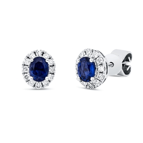 Ohrstecker aus 750 Weißgold 2 Saphire 0,65ct blau 24 Brillanten 0,2ct TW-SI 7x6mm Ohrstecker aus 750 Weißgold 2 Saphire 0,65ct blau 24 Brillanten 0,2ct TW-SI 7x6mm