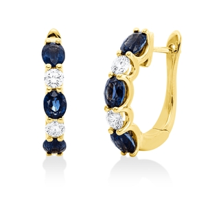 Creolen aus 750 Gelbgold 6 Saphire 2,66ct blau 4 Brillanten 0,52ct TW-SI 20x3,8mm Creolen aus 750 Gelbgold 6 Saphire 2,66ct blau 4 Brillanten 0,52ct TW-SI 20x3,8mm