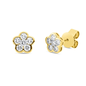 Ohrstecker aus 750 Gold Gelbgold 12 Brillanten 0,53ct TW-SI 6,8x7mm