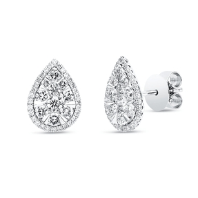 Ohrstecker aus 950 Gold weiß 80 Diamanten 1,05ct TW-SI 12,2x18,9mm