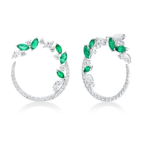 Creolen 750 Weißgold 10 Smaragde 2,08ct grün 76 Diamanten 3,06ct F-VSI 30,9x3,1mm Creolen 750 Weißgold 10 Smaragde 2,08ct grün 76 Diamanten 3,06ct F-VSI 30,9x3,1mm