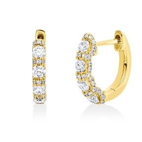 Creolen aus 750 Gold Gelbgold 90 Diamanten 0,52ct TW-SI 11,8x2,2mm