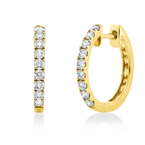Creolen aus 750 Gold Gelbgold 18 Brillanten 0,59ct TW-SI 17,6x2mm