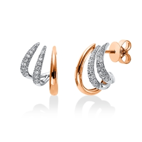 Pavé Ohrstecker aus 750 Gold weiß/rot 108 Diamanten 0,58ct TW-SI 14,5x11,3mm