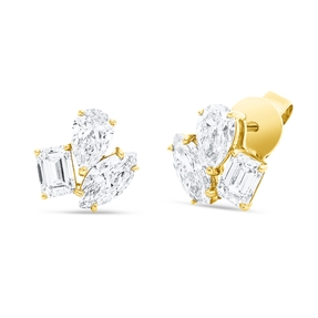 Ohrstecker aus 750 Gold Gelbgold 6 Diamanten 3,04ct J-VS2 11,4x11,3mm