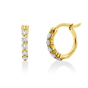 Creolen aus 750 Gold Gelbgold 10 Brillanten 0,16ct TW-PI 11,5x1,7mm