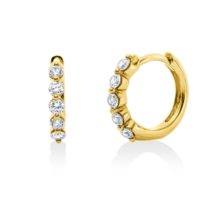 Creolen aus 750 Gold Gelbgold 10 Brillanten 0,27ct TW-PI 11,2x2mm