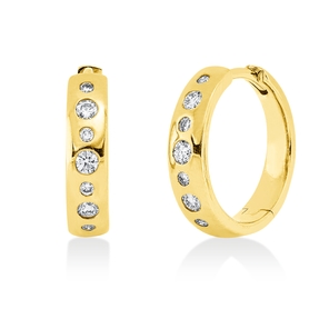 Creolen aus 750 Gold Gelbgold 14 Brillanten 0,21ct TW-PI 14,2x3,4mm Zarge