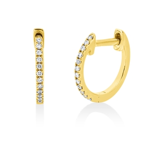 Creolen aus 750 Gold Gelbgold 24 Brillanten 0,06ct TW-SI 11x1mm