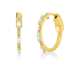 Creolen aus 750 Gold Gelbgold 24 Diamanten 0,51ct 21,4x2,1mm