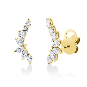 Ohrstecker aus 750 Gold Gelbgold 14 Diamanten 0,87ct TW-VSI/SI 17,2x6,8mm
