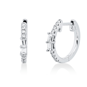 Creolen aus 750 Gold Weißgold 20 Diamanten 0,17ct 13,6x2mm