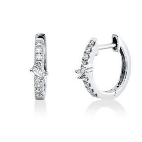 Creolen aus 750 Gold Weißgold 18 Diamanten 0,2ct TW-SI 11,9x3,4mm