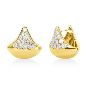 Pavé Creolen aus 750 Gold Gelbgold 30 Brillanten 1,02ct TW-SI 15,5x17,7mm