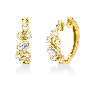 Creolen aus 750 Gold Gelbgold 18 Diamanten 0,61ct TW-SI 17x5,4mm