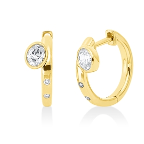 Creolen aus 750 Gold Gelbgold 6 Diamanten 0,48ct TW-SI 16,6x5,5mm Zarge