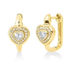 Creolen Herz aus 750 Gold Gelbgold 38 Diamanten 0,5ct TW-SI 15,5x9mm