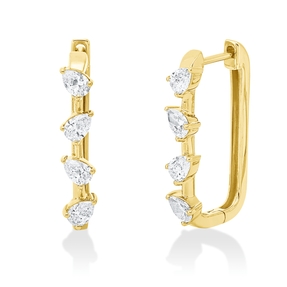 Creolen aus 750 Gold Gelbgold 8 Diamanten 1,14ct TW-SI 24x4,4mm 3er-Krappe
