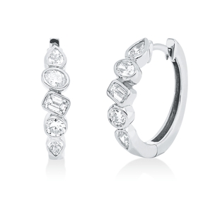 Creolen aus 750 Gold Weißgold 10 Diamanten 0,8ct TW-SI 17,1x3,9mm