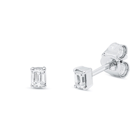 Ohrstecker aus 750 Weißgold 2 Diamanten Smaragd-Schliff 0,16ct TW-SI 3,6x2,7mm