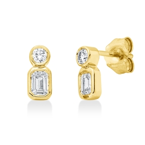 Ohrstecker aus 750 Gold Gelbgold 4 Diamanten 0,51ct TW-SI 8,3x3,9mm Zarge