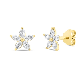 Ohrstecker aus 750 Gelbgold 10 Diamanten Navette-Schliff 0,5ct TW-SI 8x8,3mm